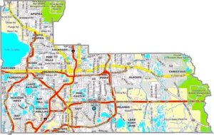 Orange County Florida GIS Map showing county boundaries, roads, cities, and major landmarks.