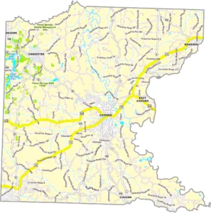 Ouachita County Arkansas GIS Map showing county boundaries, roads, cities, and geographic features.