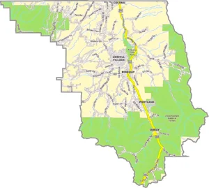 Ouray County Colorado GIS Map showing county boundaries, cities, roads, and geographic features.