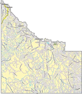 Owyhee County Idaho GIS Map showing county boundaries, roads, communities, and geographic features.