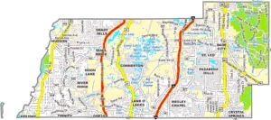 Pasco County Florida GIS Map showing county boundaries, roads, cities, and waterways.