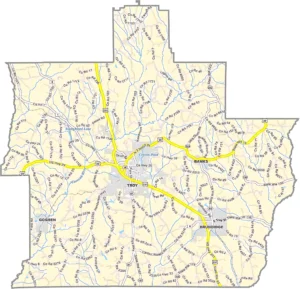 Pike County Alabama GIS Map Showing County Boundaries