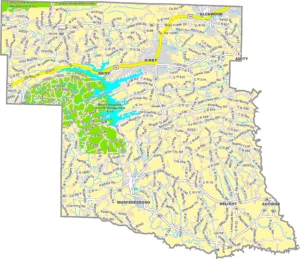 Pike County Arkansas GIS Map showing county boundaries, roads, cities, and geographic features.