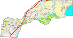 Placer County California GIS Map showing county boundaries, cities, roads, and geographic features.