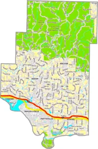 Pope County Arkansas GIS Map showing county boundaries, roads, cities, and geographic features.