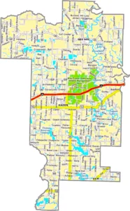 Prairie County Arkansas GIS Map showing county boundaries, roads, cities, and geographic features.
