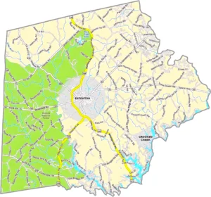 Putnam County Georgia GIS Map showing county boundaries, major roads, cities, highways, rivers, and geographic features.