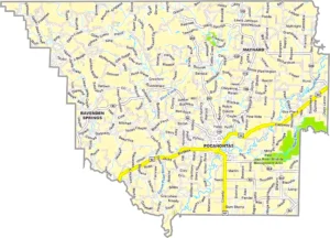 Randolph County Arkansas GIS Map showing county boundaries, roads, cities, and geographic features.