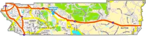 Riverside County California GIS Map showing county boundaries, cities, roads, and geographic features.