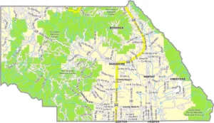Saguache County Colorado GIS Map showing county boundaries, cities, roads, and geographic features.