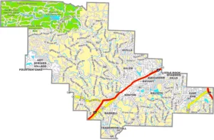 Saline County Arkansas GIS Map showing county boundaries, roads, cities, and geographic features.