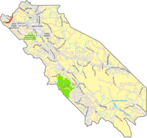 San Benito County California GIS Map showing county boundaries, cities, roads, and geographic features.