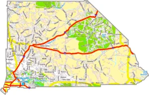 San Bernardino County California GIS Map showing county boundaries, cities, roads, and geographic features.