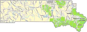 San Miguel County Colorado GIS Map showing county boundaries, cities, roads, and geographic features.
