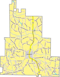 Schley County Georgia GIS Map showing county boundaries, major roads, cities, highways, rivers, and geographic features.