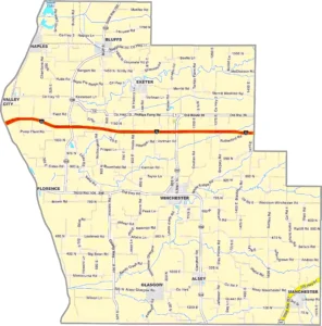 Scott County Illinois GIS map showing county boundaries and location