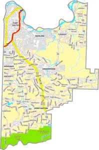 Sebastian County Arkansas GIS Map showing county boundaries, roads, cities, and geographic features.