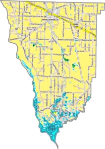 Seminole County Georgia GIS Map showing county boundaries, major roads, cities, highways, rivers, and geographic features.