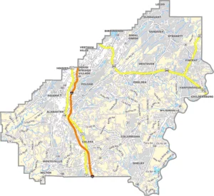 Shelby County Alabama GIS Map Showing County Boundaries