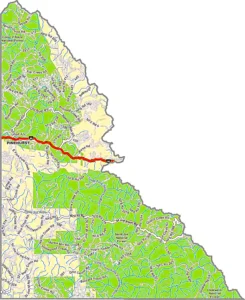 Shoshone County Idaho GIS Map showing county boundaries, roads, communities, and geographic features.