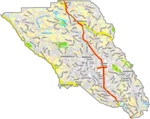 Sonoma County California GIS Map showing county boundaries, cities, roads, and geographic features.