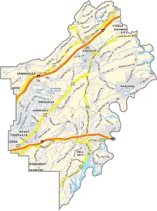 St. Clair County Alabama GIS Map Showing County Boundaries