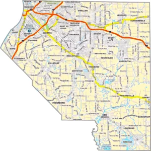 St. Clair County Illinois GIS map showing county boundaries and location