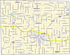 Stephenson County Illinois GIS map showing county boundaries and location