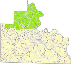 Stone County Arkansas GIS Map showing county boundaries, roads, cities, and geographic features.