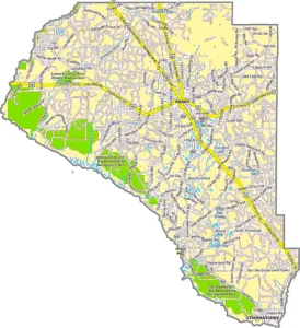 Taylor County Florida GIS Map showing county boundaries, roads, forests, and coastal areas.