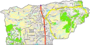 Tehama County California GIS Map showing county boundaries, cities, roads, and geographic features.