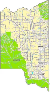 Teton County Idaho GIS Map showing county boundaries, roads, cities, and geographic features.