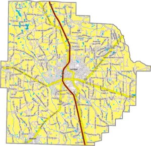 Tift County Georgia GIS Map showing county boundaries, major roads, cities, highways, rivers, and geographic features.