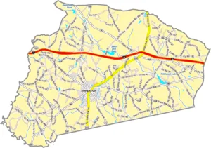 Treutlen County Georgia GIS Map showing county boundaries, major roads, cities, highways, rivers, and geographic features.