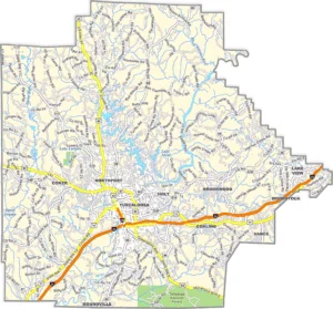 Tuscaloosa County Alabama GIS Map Showing County Boundaries