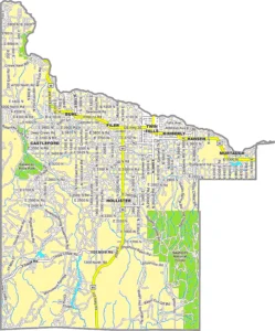 Twin Falls County Idaho GIS Map showing county boundaries, cities, roads, and geographic features.