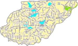 Union County Florida GIS Map showing county boundaries, roads, towns, and geographic features.