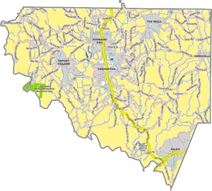 Upson County Georgia GIS Map showing county boundaries, major roads, cities, highways, rivers, and geographic features.