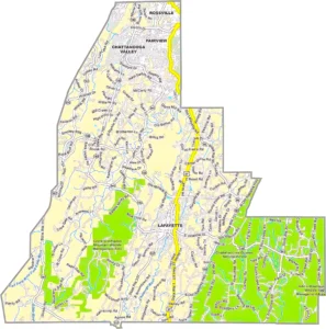 Walker County Georgia GIS Map showing county boundaries, major roads, cities, highways, rivers, and geographic features.