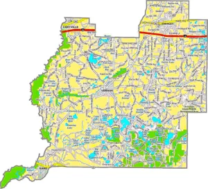 Washington County Florida GIS Map showing county boundaries, roads, towns, rivers, and geographic features.