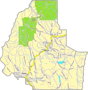 Washington County Idaho GIS Map showing county boundaries, cities, roads, and geographic features.
