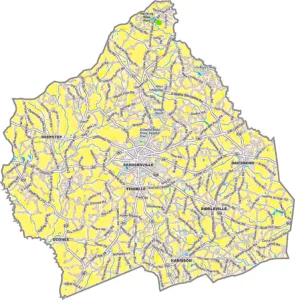 Washington County Georgia GIS Map showing county boundaries, major roads, cities, highways, rivers, and geographic features.