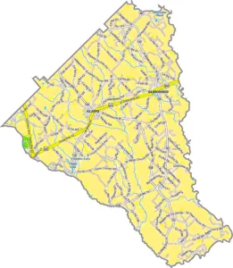 Wheeler County Georgia GIS Map showing county boundaries, major roads, cities, highways, rivers, and geographic features.