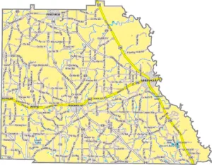 Wilcox County Georgia GIS Map showing county boundaries, major roads, cities, highways, rivers, and geographic features.