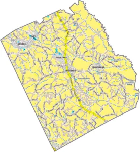 Wilkinson County Georgia GIS Map showing county boundaries, major roads, cities, highways, rivers, and geographic features.