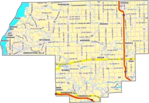 Woodford County Illinois GIS map showing county boundaries and location